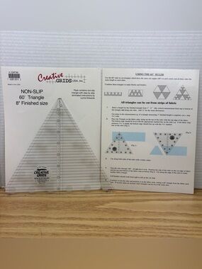 Creative Grids 60° Triangle Quilt Ruler 8” CGRT60 1993 Patchwork Sewing Tool
